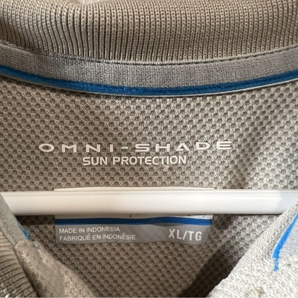 Columbia Omni Shade Polo Mens XL Tan Beige Button Up Golf Fishing - Picture 2 of 3